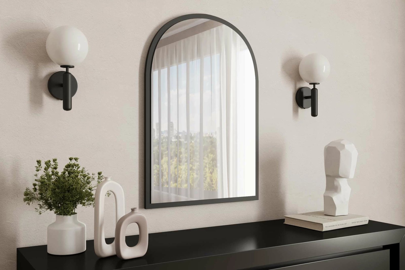 Pasqyrë dekorative, ngjyrë e zezë, Brilya, Skye Decor