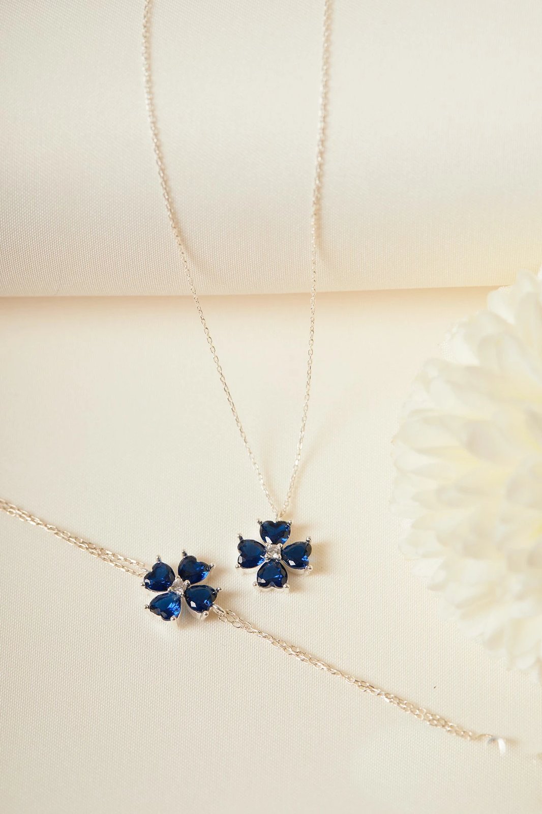 Set varëse dhe byzylyk argjendi, ngjyrë blu e errët, ELKAB92214