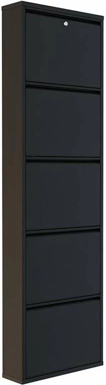 Dollap këpucësh Skye Decor, metal, 5 pjesë, ngjyrë e zezë, me kyç