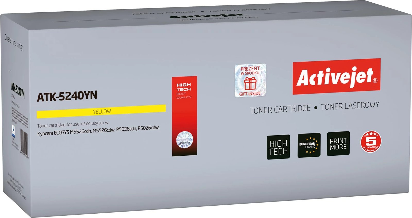 Toner zëvendësues Activejet ATK-5240YN për printerët Kyocera, 3000 faqe, i verdhë