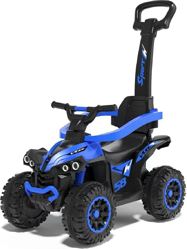 mjet shtytës fëmijësh, Baby Mix, Mega, me dorezë shtytëse, kapacitet 30 kg, buton me efekte zanore, blu