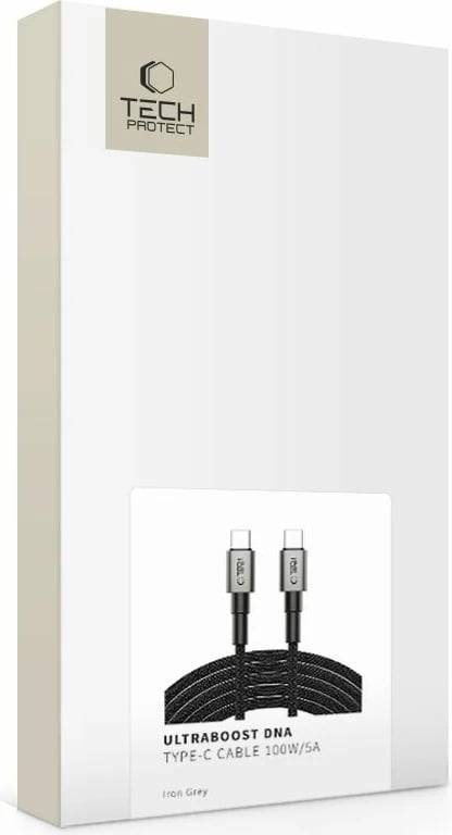 Kabllo USB-C Tech-Protect UltraBoost DNA, 300cm, 100W, Gri