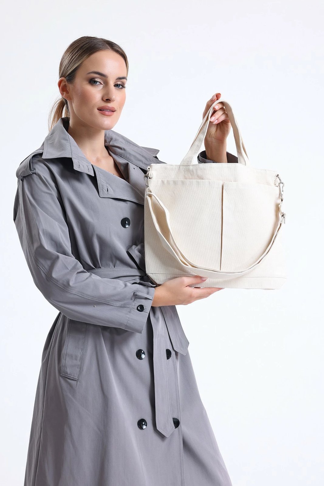 Çantë tote Zoozie Bags, krem, 2062