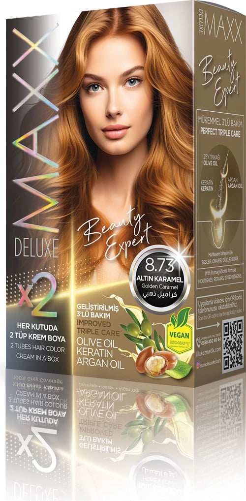 Ngjyrë për flokë SET B-EXPERT 8.73 Gold Caramel, 2 x 50 ml