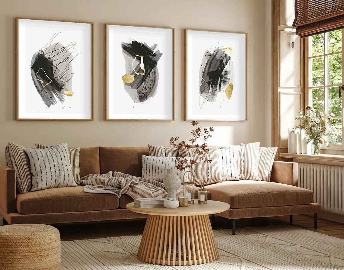 Pikturë dekorative me kornizë MDF (3 copë), Wallity, Huhu208, 50x35cm