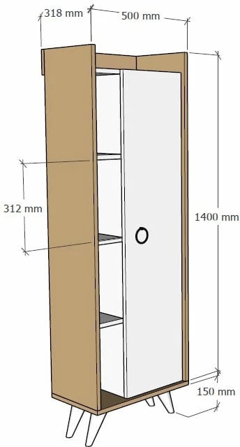 Dollap multifunksional Hanah Home, Ilgım, ngjyrë lis dhe e bardhë