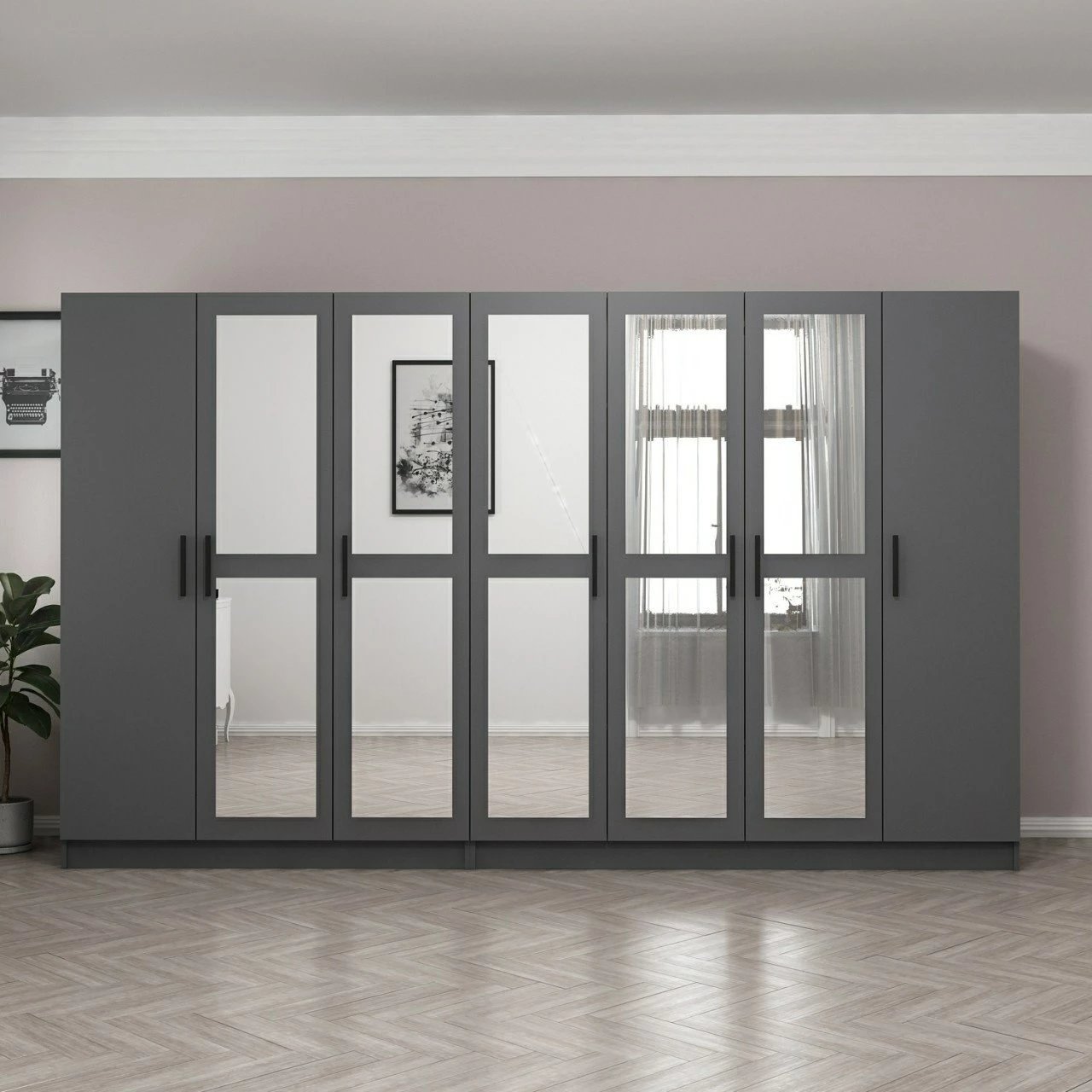 Dollap Skye Decor, ngjyrë antracit, 315x210x52cm