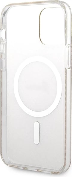 Set mbështjellës Guess GUBPP12MH4EACSW me karikues wireless për iPhone 12/12 Pro, 4G Print, kafe