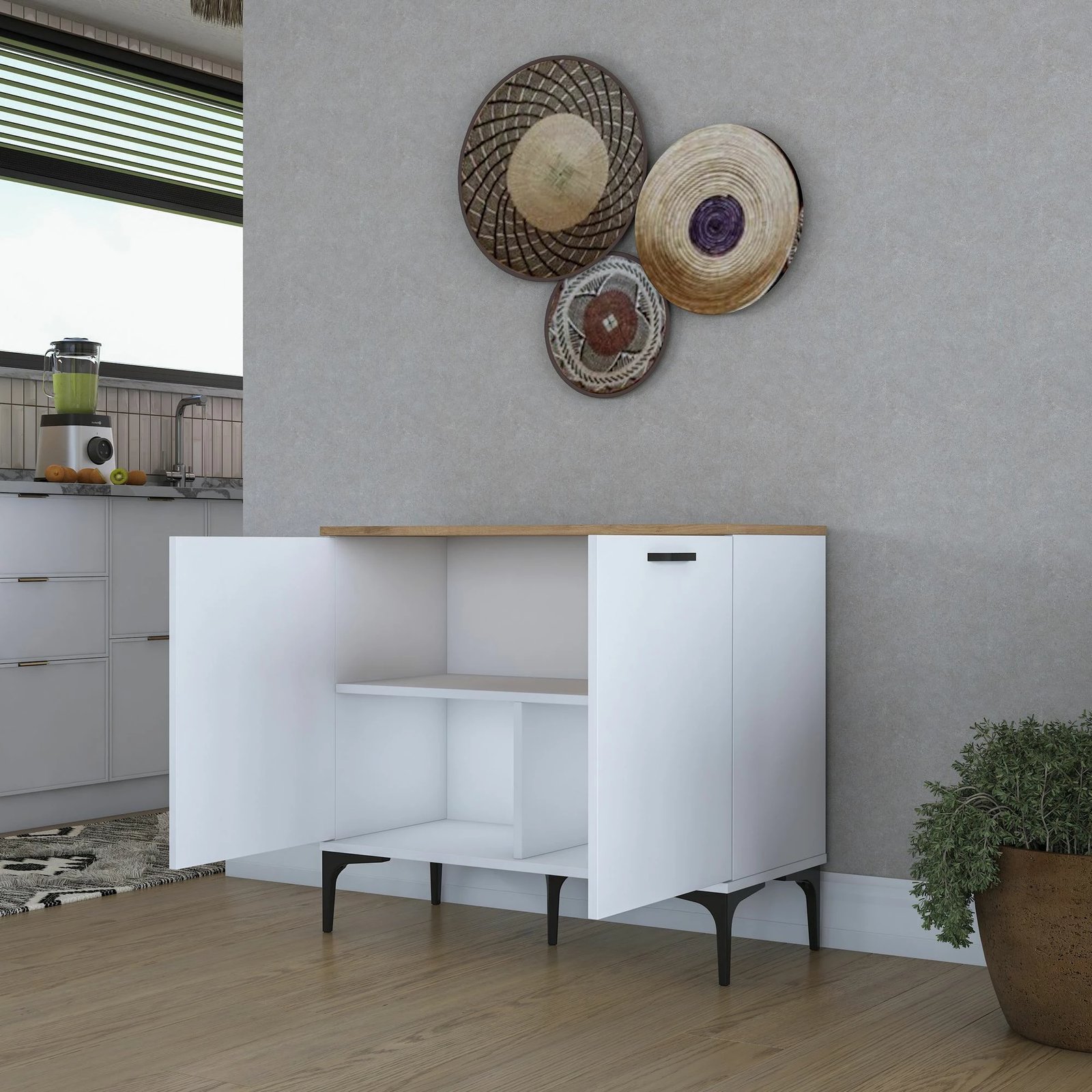 Stendë kafeje Skye Decor, ngjyrë arr dhe e bardhë, JE190 - 3793