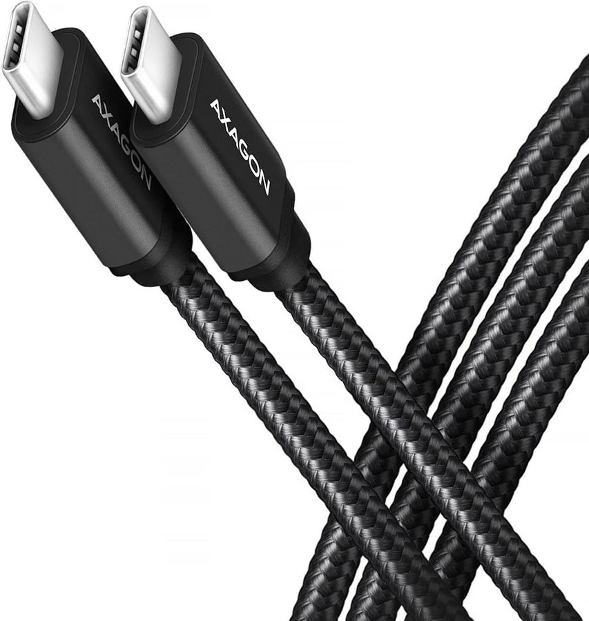Kabllo USB-C në USB-C AXAGON BUCM3-CM10AB, 1m, 60W, i zi