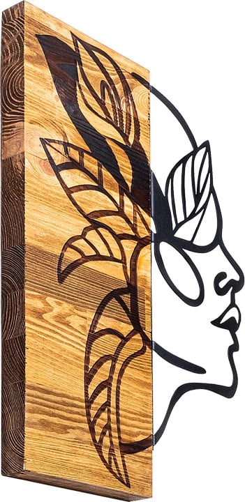 Dekor muri Redian, dru pishe natyrale, metal i zi, 34x3x50cm