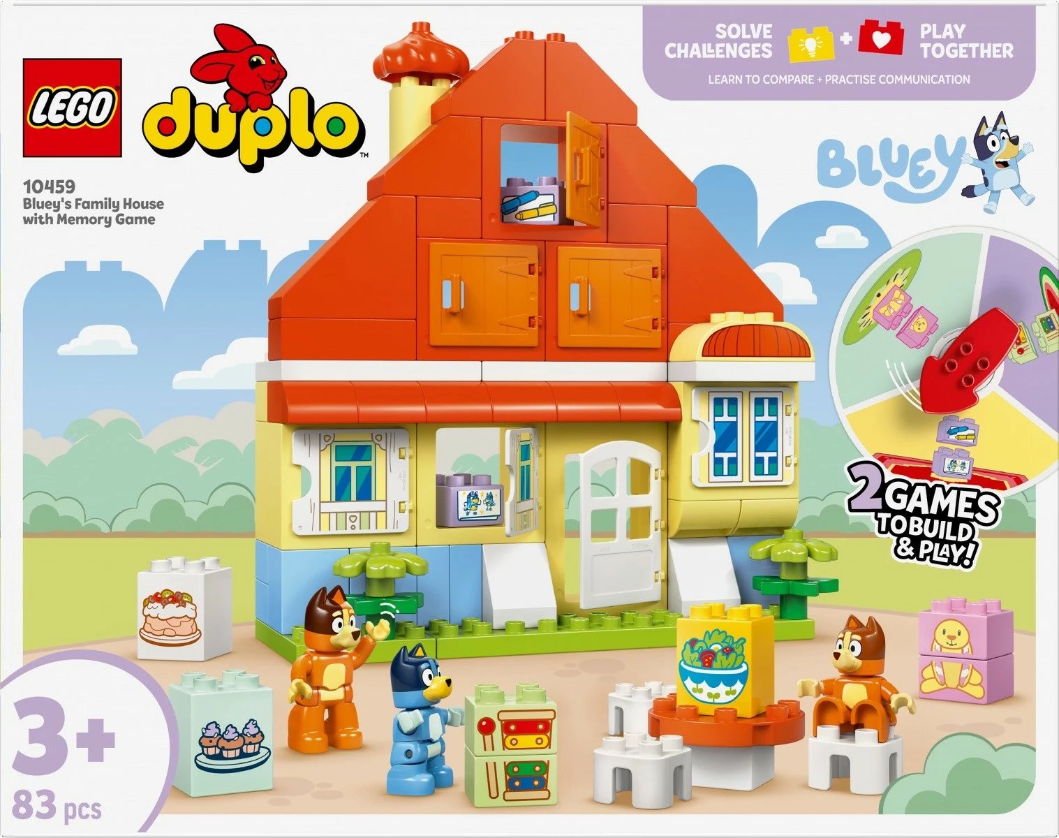 Set ndërtimi LEGO DUPLO Bluey Family House me lojë memorieje, 83 pjesë