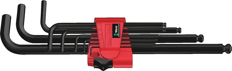 Set çelësa imbus Wera 950/9 Hex-Plus 6, 9 copë, çelik inox, me mbajtëse, e zezë