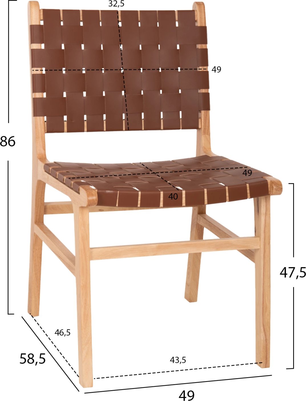 Karrige TOON dru PU lëkurë kafe 49x59x86Hcm.FH9327.01