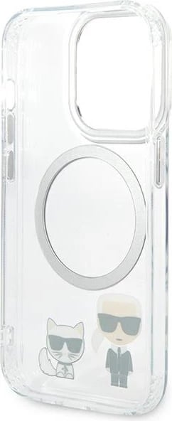 Mbështjellës Karl Lagerfeld Karl & Choupette Aluminum Magsafe për iPhone 14 Pro Max 6.7", Transparent