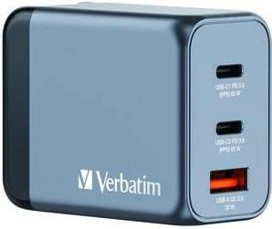 Karikues muri Verbatim GNC-65 32201, 65W, 2x USB-C PD, 1x USB-A QC, me adapter EU/UK, Gri