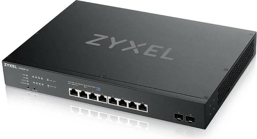 Switch i menaxhuar Zyxel XS1930-10, 8 porta Multi-Gigabit, 2 SFP+, për rack, i zi