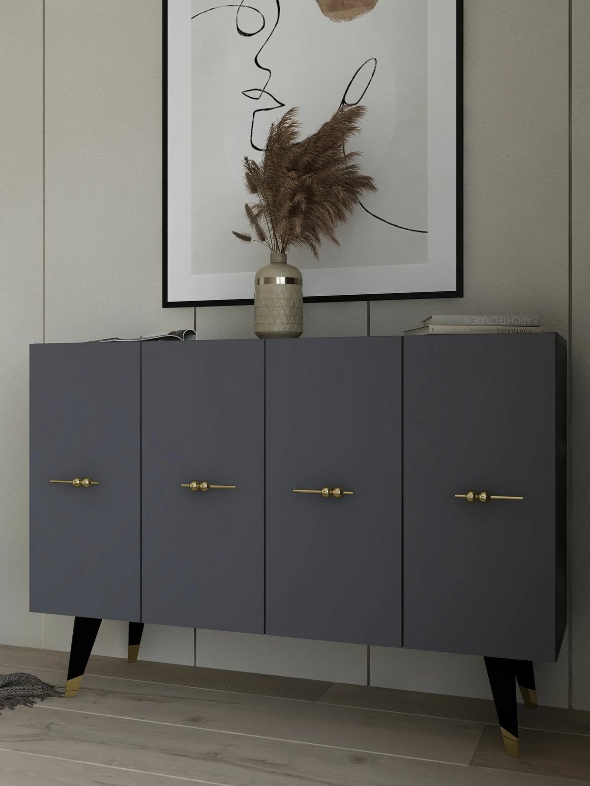 Konsol Skye Decor, ngjyrë ari dhe antracit, Quart Salkım