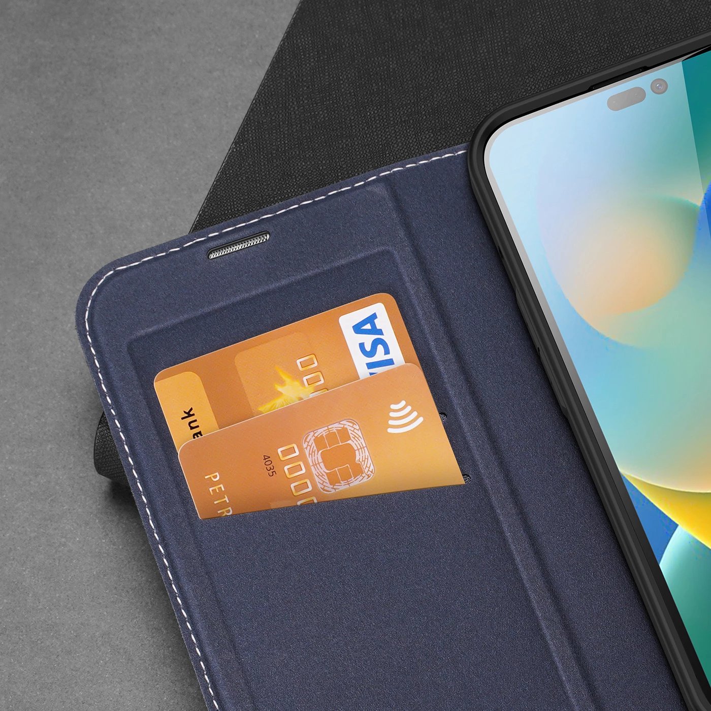 Mbështjellës Dux Ducis Skin X2 për iPhone 14 Pro Max, me kapak magnetik, Blu