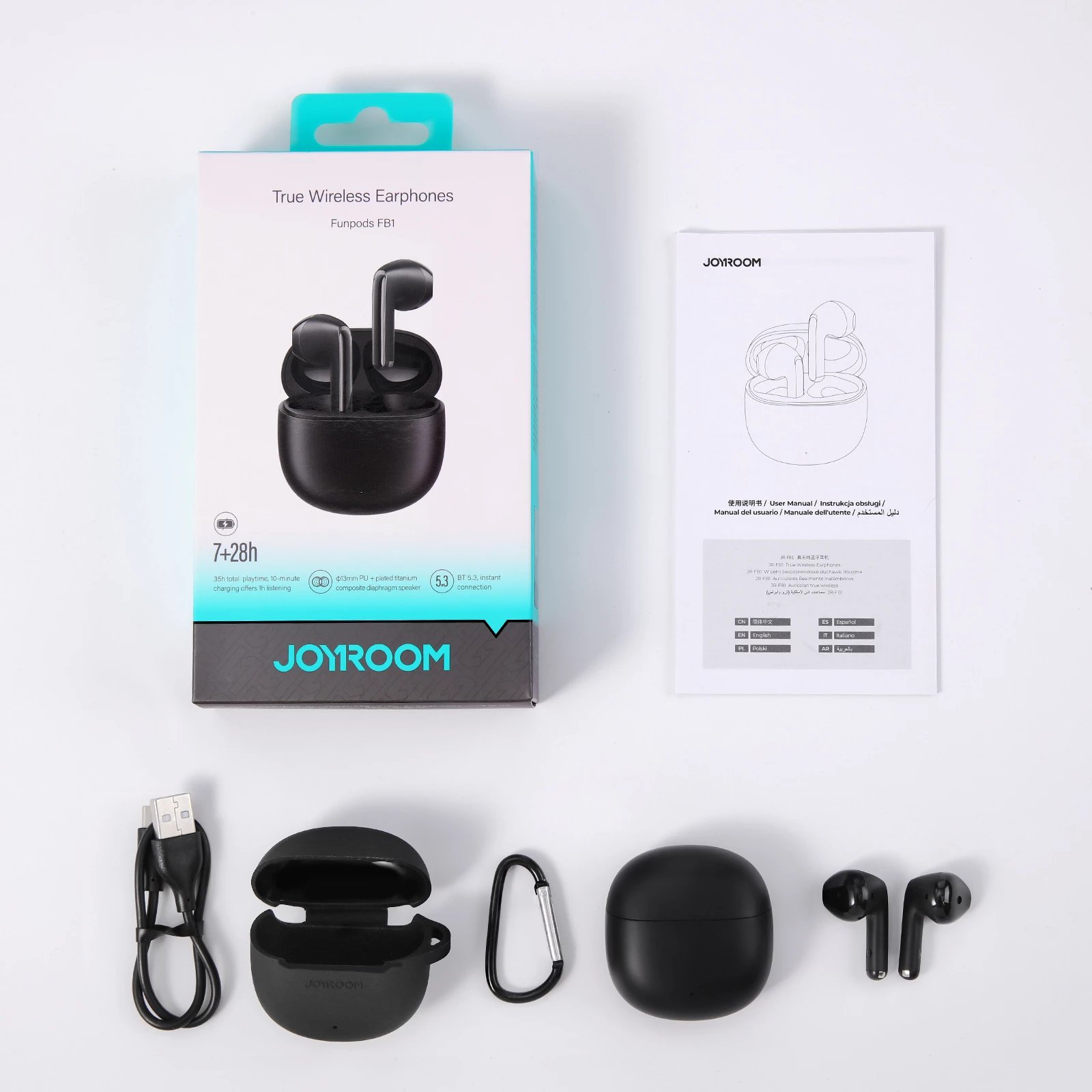 Kufje TWS Joyroom Funpods JR-FB1, Bluetooth 5.3, e zezë