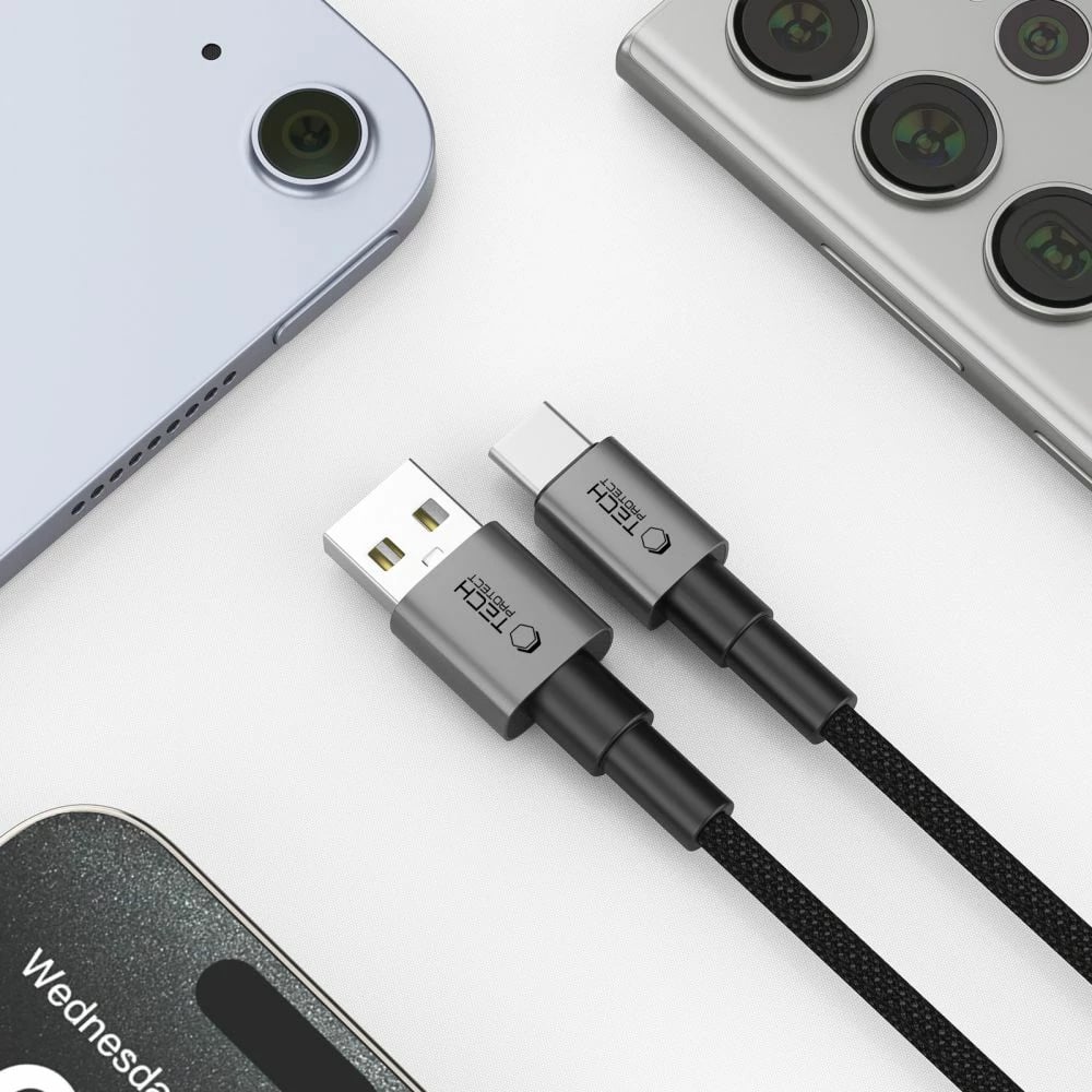 Kabllo USB-A në USB-C Tech-Protect UltraBoost DNA 100cm, Gri