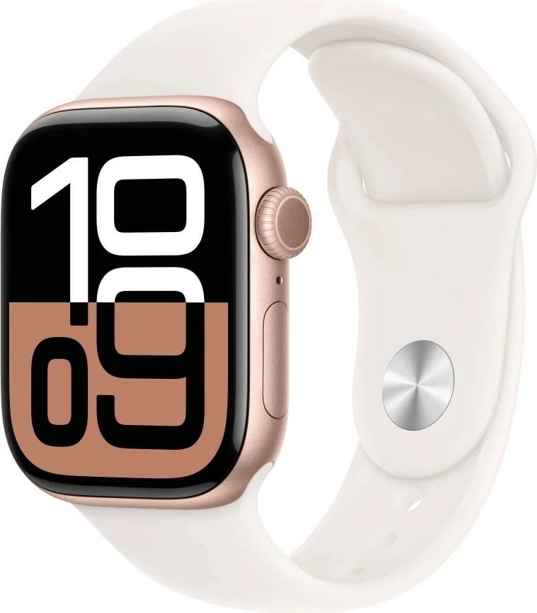Smartwatch Apple Watch Series 10, 42 mm, alumini rozë ari, rrip sportiv rozë, S/M