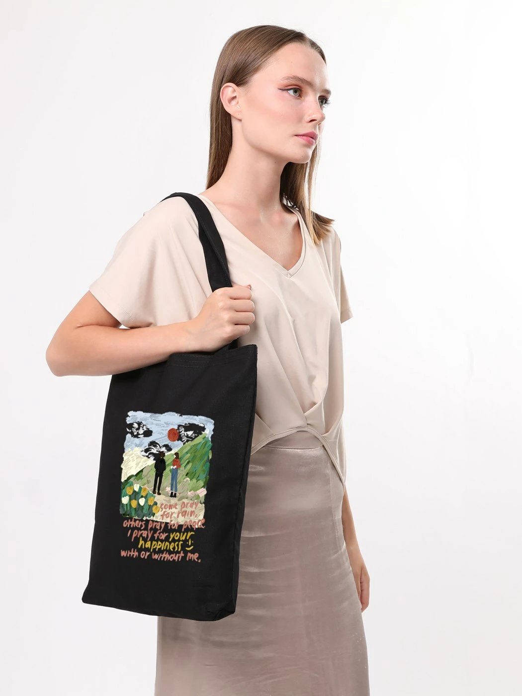 Çantë tote Zoozie Bags, 1881, e zezë, pambuk