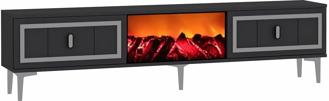 Komodë TV Skye Decor, me oxhak Orion, antracit, argjend