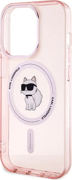 Mbështjellës Karl Lagerfeld IML Choupette MagSafe për iPhone 15 Pro, rozë