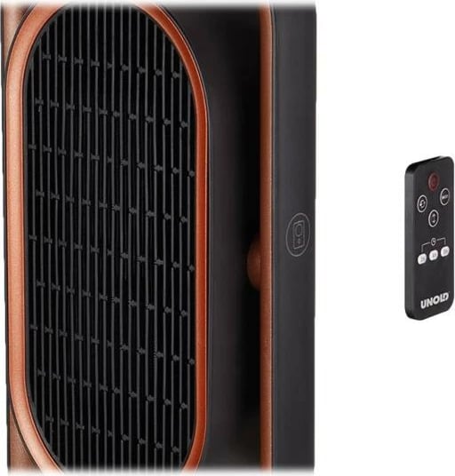 Ngrohës ventilator keramik 3D, UNOLD, 86535, me telekomandë dhe kohëmatës 8 orë, oscilim 80°/pjerrje 45°, bakër/zi