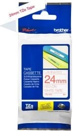Kasetë shiriti etiketimi Brother TZe-252 24mm e laminuar, tekst i kuq në të bardhë