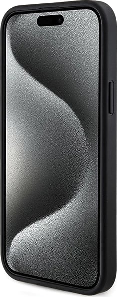 Mbështjellës Guess 4G Collection Leather Metal Logo MagSafe për iPhone 14/15/13, i zi