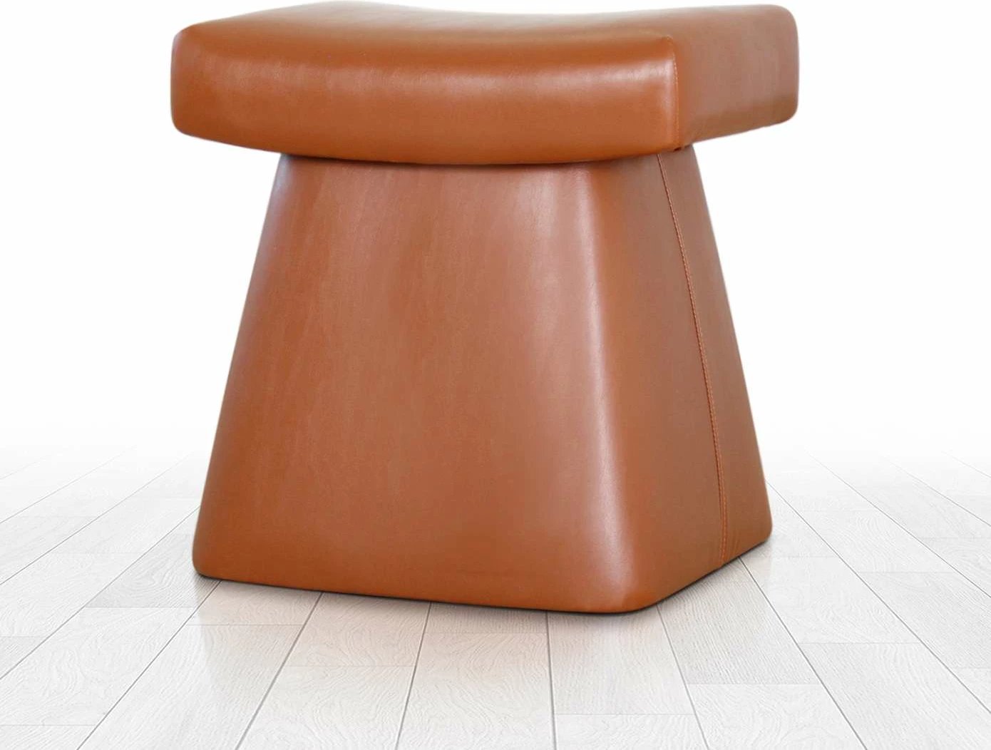 Puf prej lëkure PU, ngjyrë tan, Atelier del Sofa, Dambert