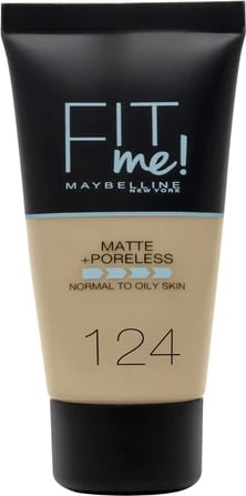 Fondatinë Maybelline Fit Me Matte + Poreless 124 Soft Sand 30ml unisex