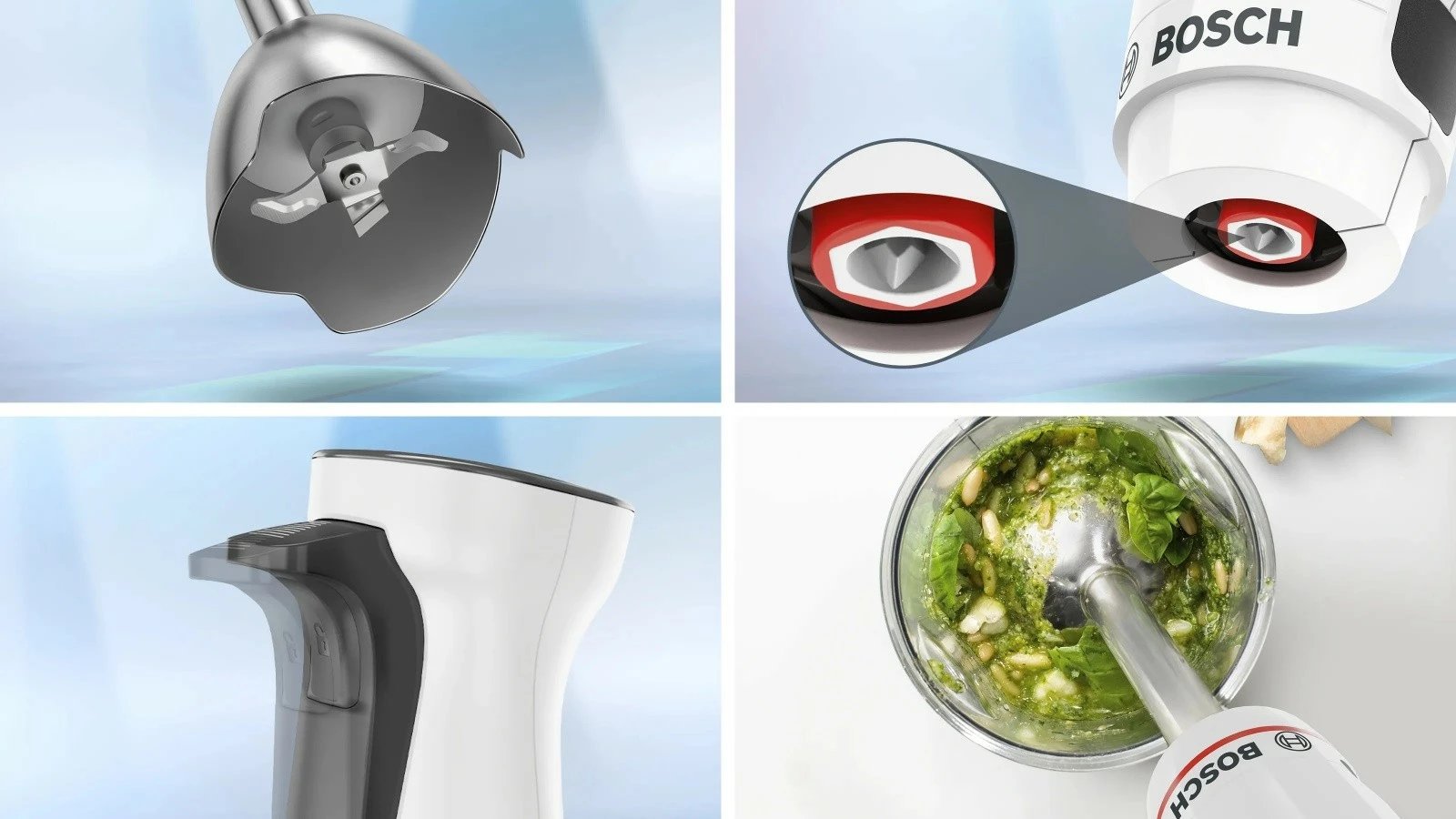 Blender dore Bosch MSM4W210 600 W rregullim i pandërprerë Çiftëzues qeramik QuattroBlade këmbë/teh çelik inox gotë 0.6 L e bardhë