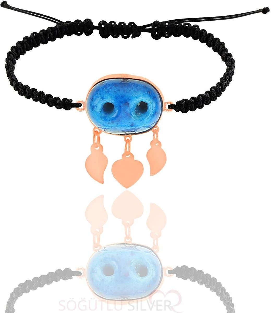 Byzylyk argjendi Jumeon, ngjyrë e zezë, blu, ari rozë, 11661ROS