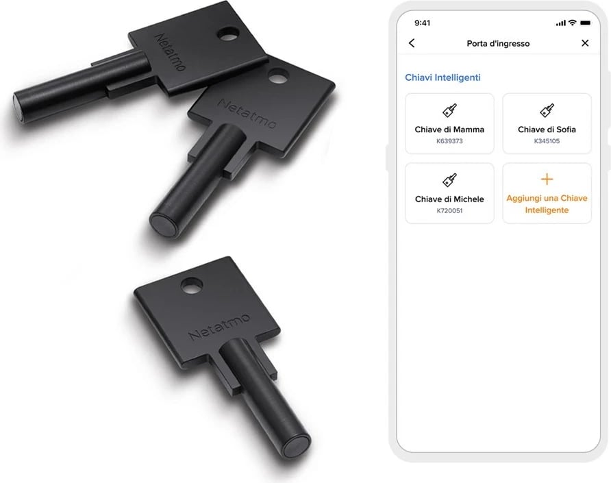 Set çelësa të mençur Netatmo NDL-K3U, 3 copë, zi