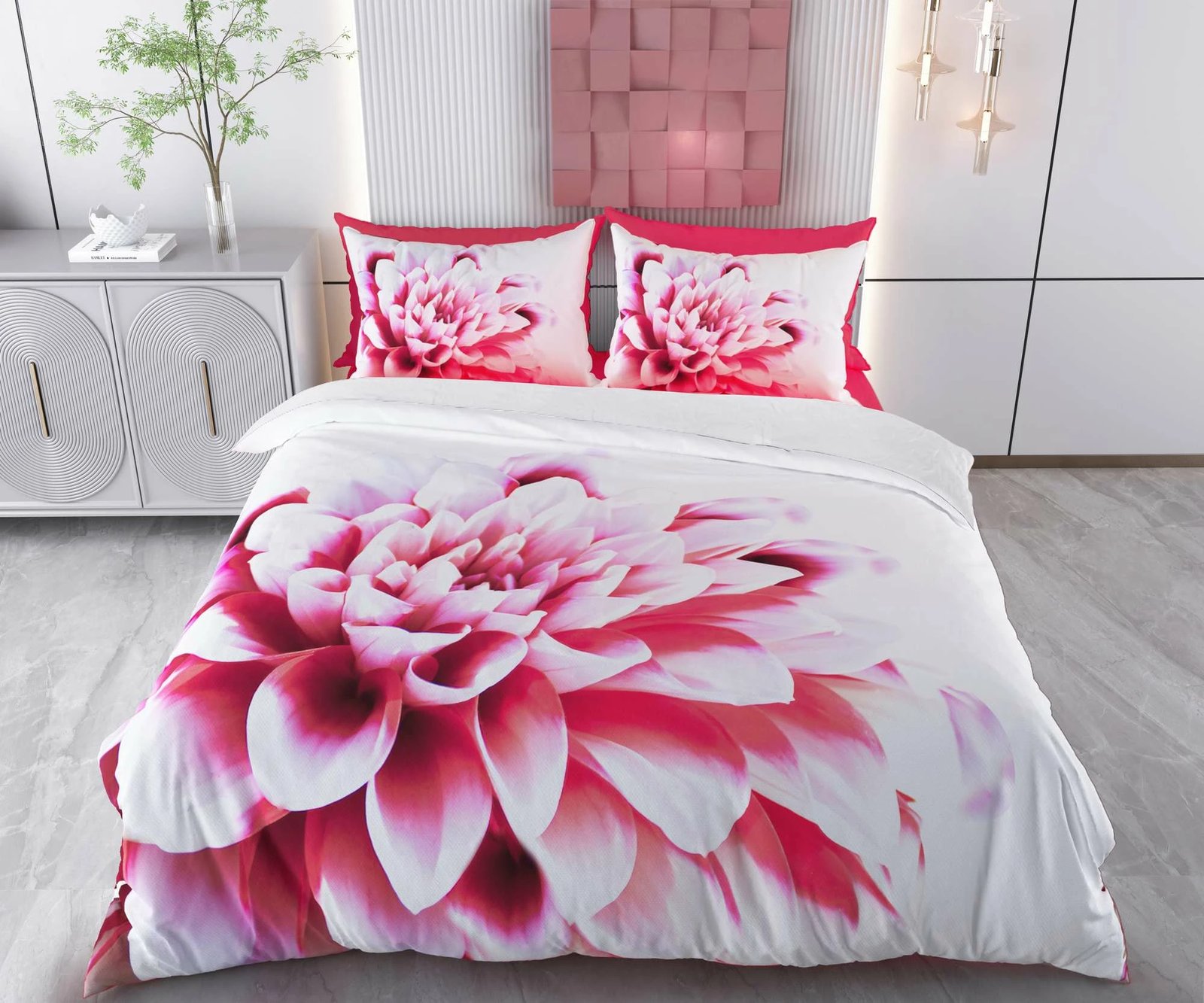 Set mbulesë jorgani XXL njësh, rozë dhe e bardhë, L'Essentiel Linge de Maison, Ganiza