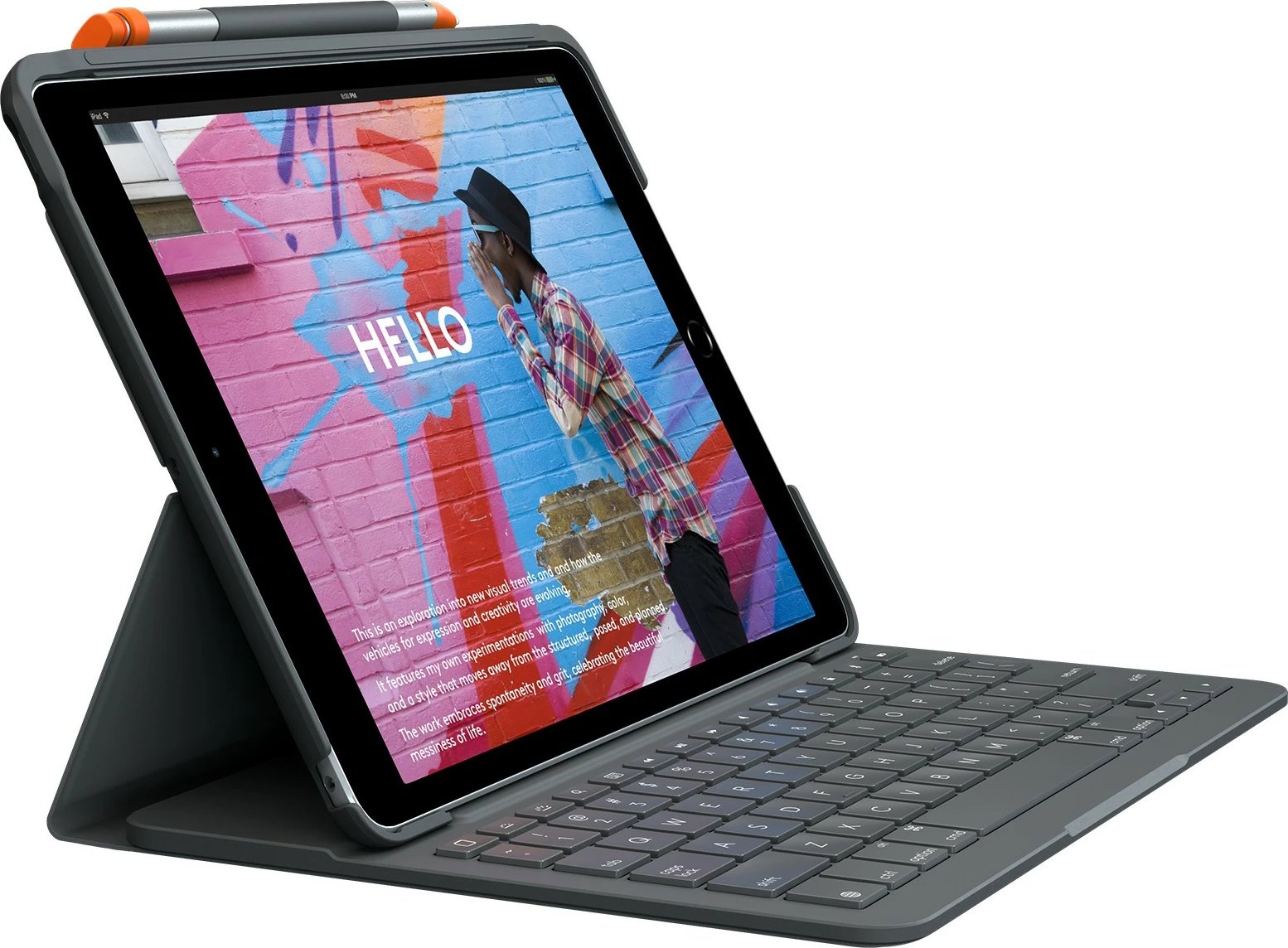 Mbështjellës me tastierë Logitech Slim Folio për iPad 7/8, Bluetooth, graphite