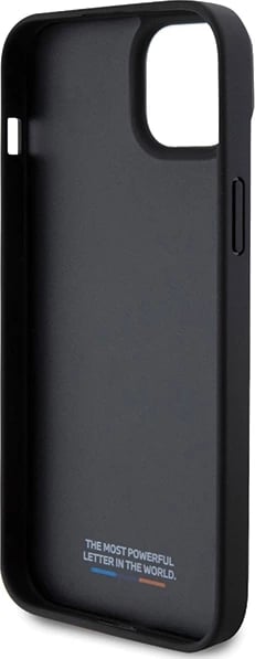 Mbështjellës BMW Perforated Tricolor Line për iPhone 15 Plus / 14 Plus, i zi