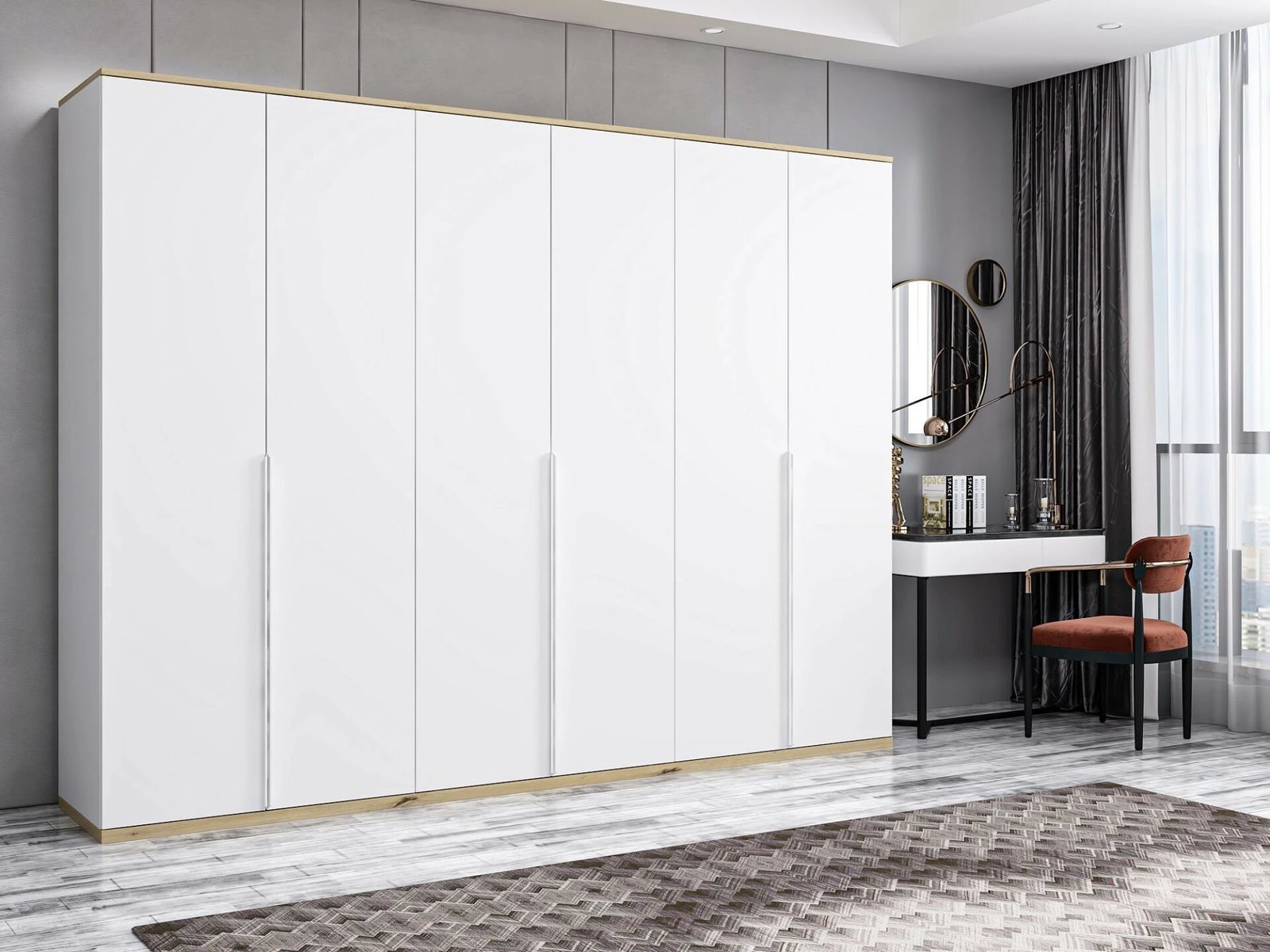 Dollap Skye Decor, Kale Line, i bardhë, 270x206x52cm