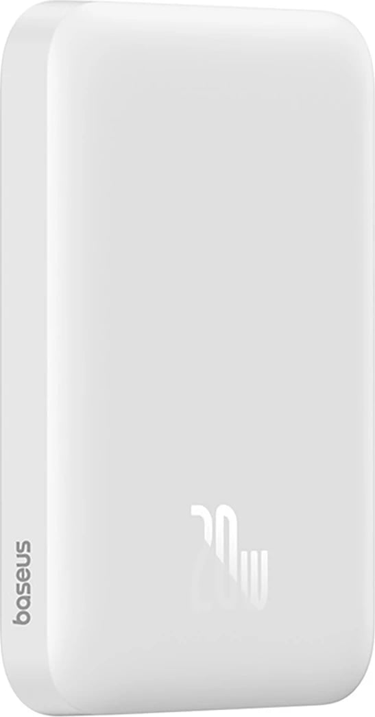 Powerbank Baseus Magnetic Mini Air PPCXM06A, 6000mAh, 20W, MagSafe, me kabllo USB-C, Bardhë