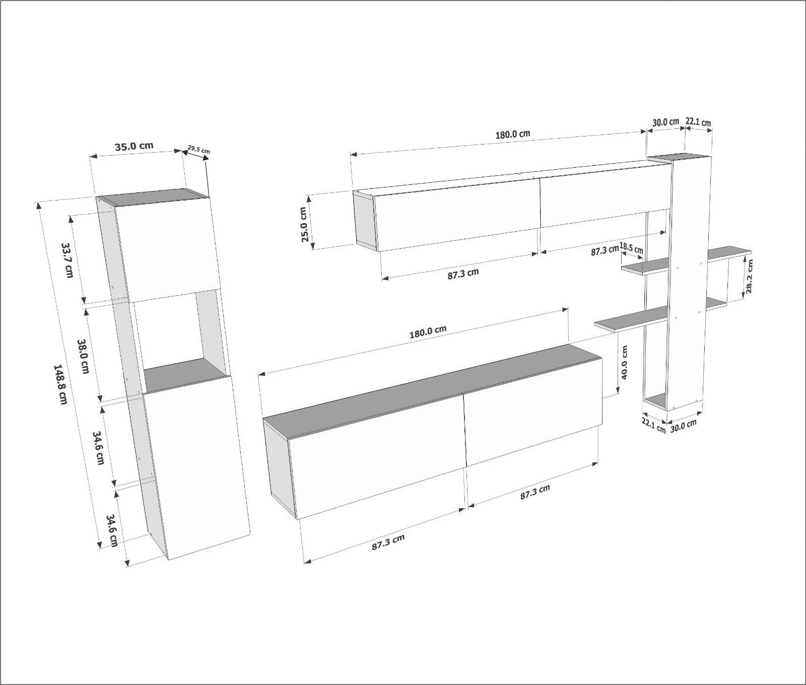 Komodë TV Hanah Home Maxi, e bardhë