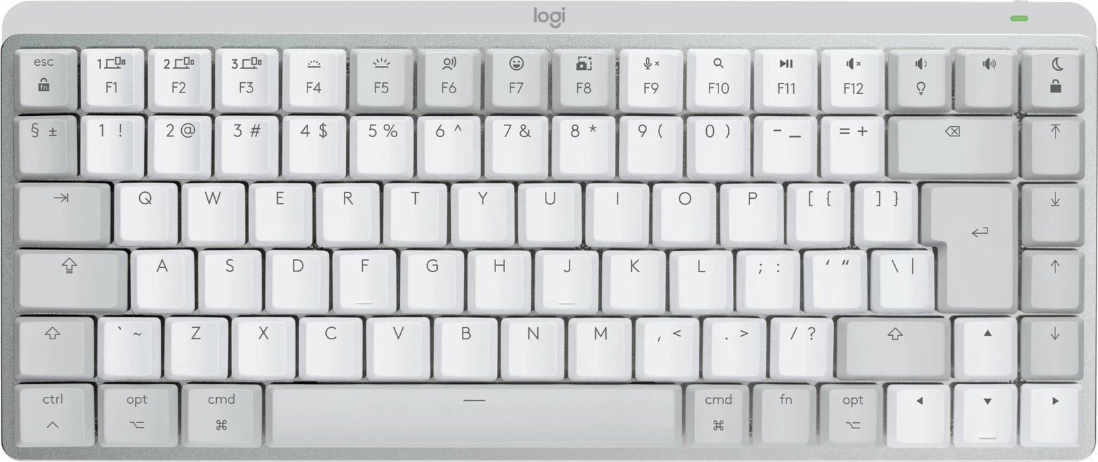 Tastierë mekanike Logitech MX Mechanical Mini for Mac, wireless, Bluetooth, LED, gri/bardhë