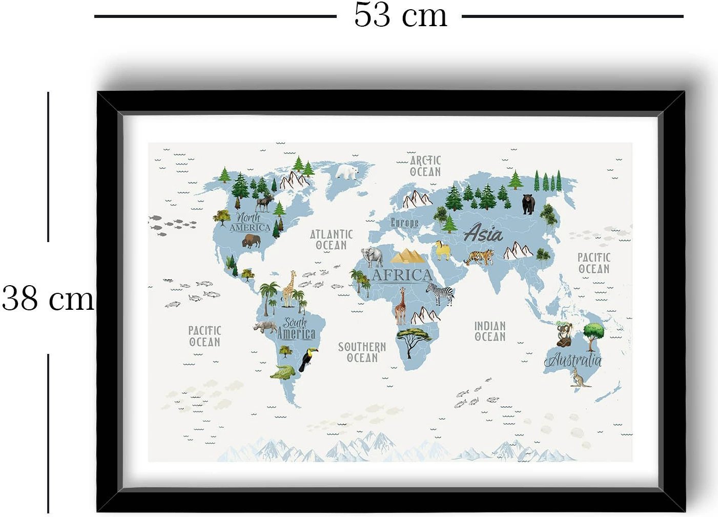 Pikturë dekorative me kornizë MDF, Wallity, 3853SCT-006, blu dhe bardhë, 38x53cm