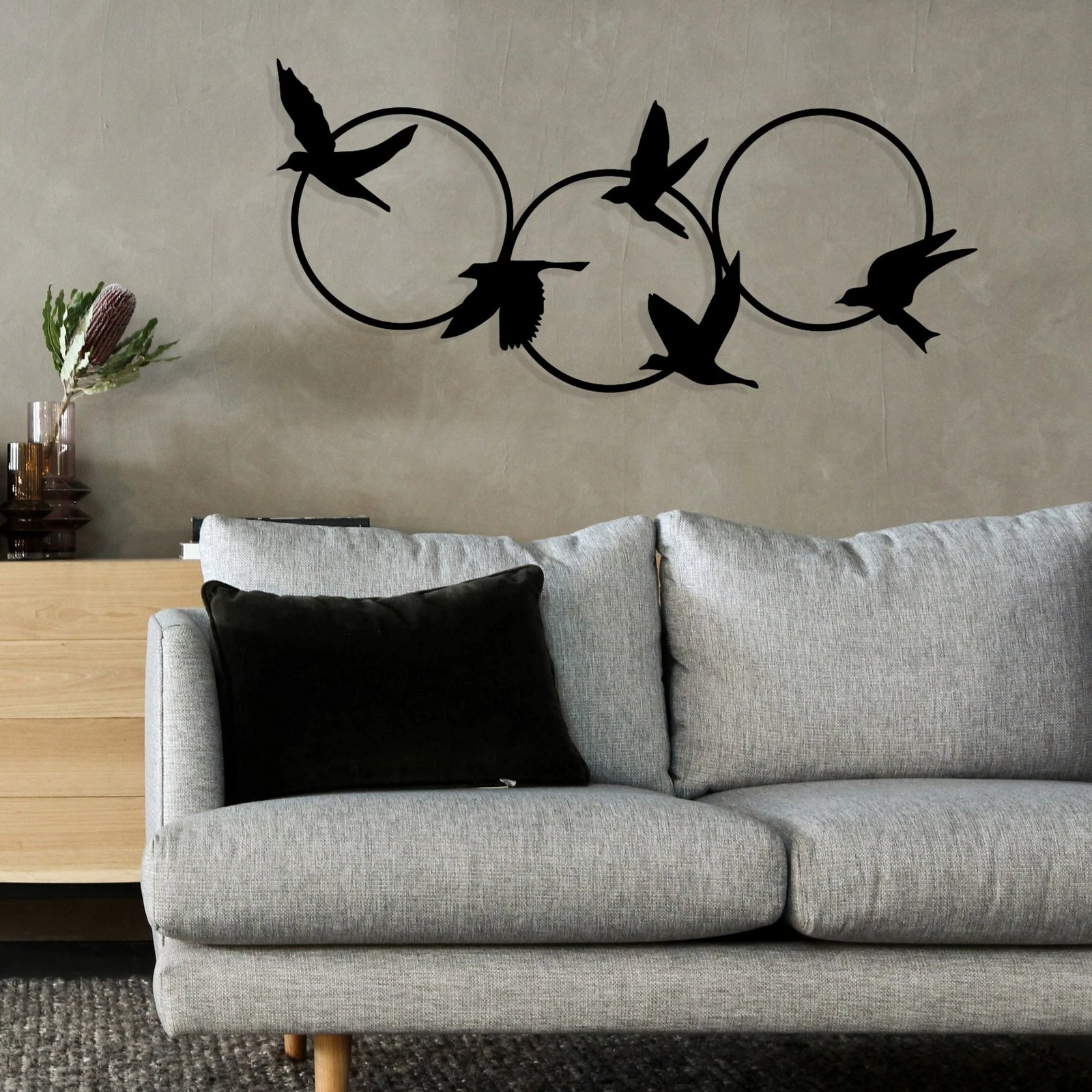 Aksesor dekorativ metalik për mur Wallity, Tranquila, ngjyrë e zezë