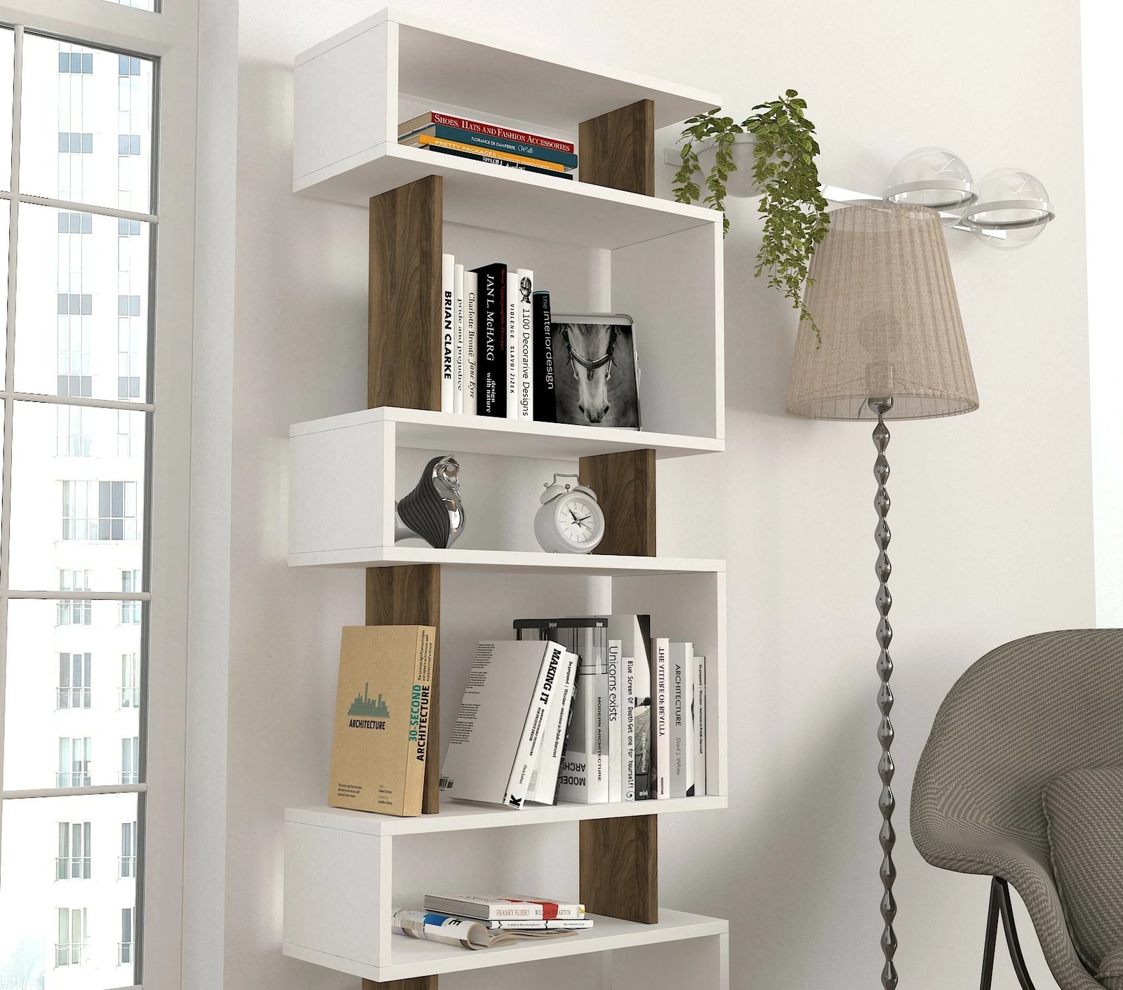 Raft librash Hanah Home, Blok, bardhë-dru arre
