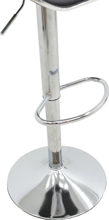 Karrige për bar Jorine, lartësi e rregullueshme, lëkurë artificiale e zezë, bazë kromi, 53x44x114cm, set prej 2 copësh