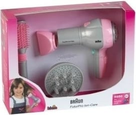 Set lodër tharëse flokësh Braun Klein 5850 me furçë dhe difuzer, rozë/gri