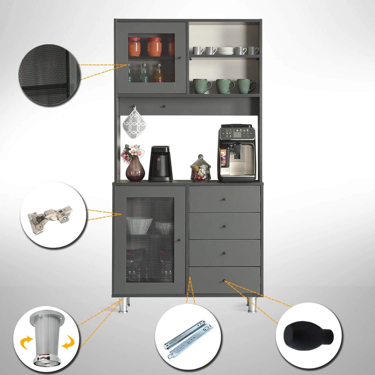 Dollap shumëpërdorimësh Hanah Home, Grano 96, antracit